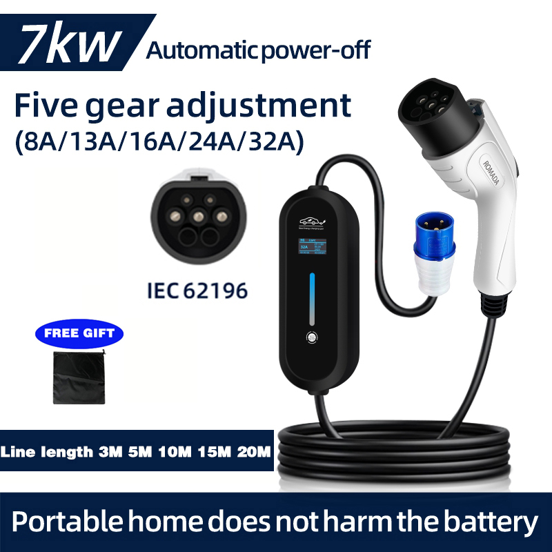 ROMADA 7KW 32A EV Portable Cha - đánh giá và giá Portable Ev Charger 32A Type 2 Cee Plug